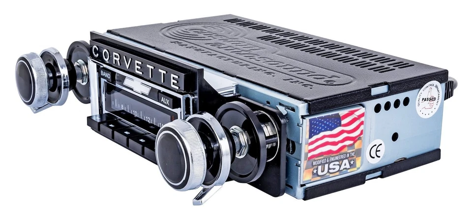 Radio JEGS 48031 Classic 230 Series 1968-1976 Chevrolet Corvette bisel negro azul Foto 2 de 4