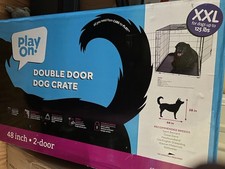 Heavy Duty Double Door Dog Crate Cage with Divider Panel and Leak-Proof Pan Tray