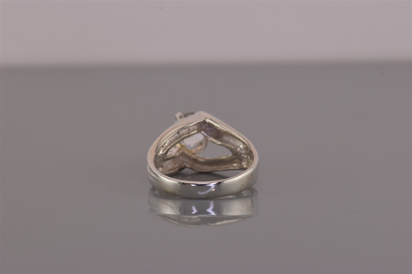 Diamonique Sterling Silver Cubic Zirconia Triple Split Rib Band Ring 925 Sz: 6