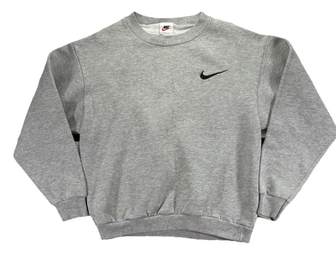 Vintage 90s Nike Sweatshirt Youth Large Gray Crewneck Embroidered Swoosh Retro