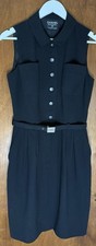 CHANEL Boutique Black Sleeveless Shirt Dress Belted Tailored FR38 fits UK6-8