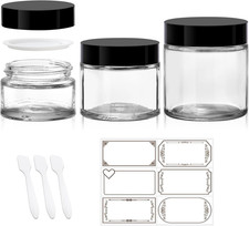 3 Pack Clear Glass Jars with lids, 4 oz, 2oz and 1 oz, Reusable Sample Jars Sm
