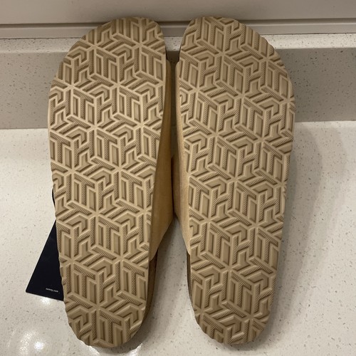 TOMMY HILFIGER Sandalia Para Hombres Corcho Tostado Gamuza Sin Cordones Hebilla Talla 7.5 EE. UU. 40 UE - Imagen 4 de 7
