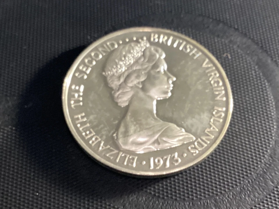 1973 ILHAS VIRGENS BRITÂNICAS - DÓLAR - MAGNÍFICA PRATA À PROVA DE FRAGATA # 308 - Imagem 2 de 2