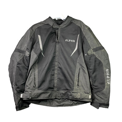 Alpha Cycle Gear Mesh Motorcycle Jacket Mens Large Black Y2K Riding Retro Zip Up