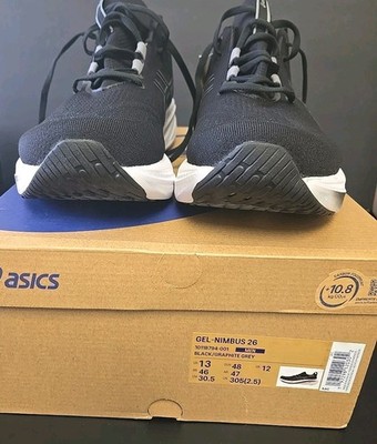 ASICS  Gel Nimbus 26 Running Shoes Feather Gray Black/White Men's Size 13