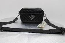 Valentino Orlandi- sm, black, vegan leather quilted w/crossbody strap.