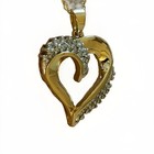14k Gold Heart Shaped Pendant Diamond Necklace 18" Yellow Rope Chain  — photo 3