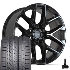Df17b 22x9 Black Defiant Rims Goodyear Sport Tires Tpms Set Fits Ram 1500