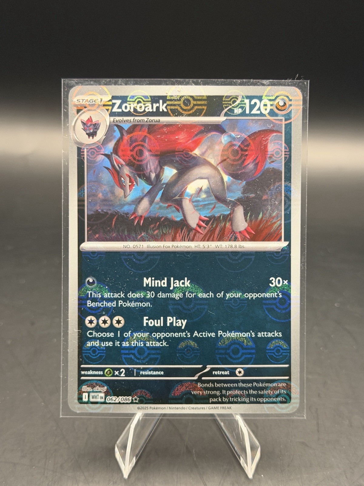 Zoroark (Pokeball Reverse Holo) 62/86 White Flare Pokemon TCG (NM)