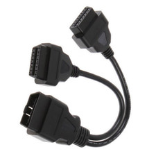 30cm 16 Pin OBD2 OBD II Splitter Adapter Cable Male to Dual Female Ports Y Cable