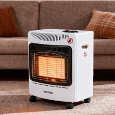 Portable Gas Space Heater White Cabinet Piezo-Electric Ignition Warmer&Regulator