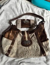 Madi Claire Embroidered Leather Purse And Matching Wallet