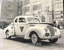 Newark NJ Police 1938 Photo of a Ford Standard Coupe Radio Car On Patrol