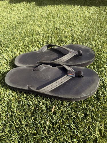 Rainbow Women's Flip Flops Sandals Size 6, Black, Narrow Strap, Single Layer