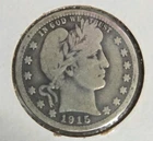 1915 Barber Quarter 25C Silver US Coin Business Strike Circulated