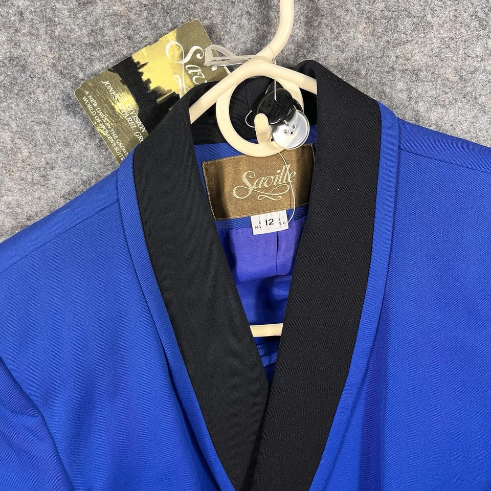 NWT Vintage Saville Suit Womens Skirt Set Blue Wool Blend 12 Double Breasted - Image 2 of 4