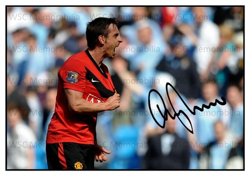 12419. Gary Neville Signed Pictures (A4 Prints) Manchester United England etc.