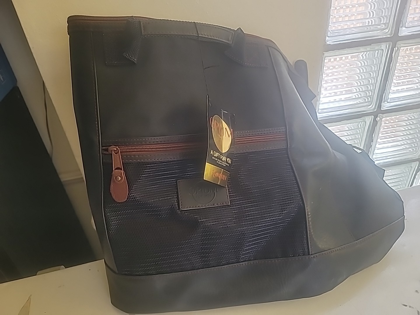 Borsone uomo vintage oppio Yves Saint Laurent YSL blu navy da viaggio nuovo con etichette
