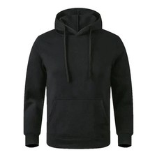 Men's Heavy Weight Regular Fleece Black Hoodie Sweater Jacket Couple Hoodie S