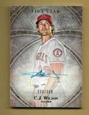 CJ WILSON 2014 TOPPS FIVE STAR ON CARD AUTOGRAPH AUTO CARD #'D/ 399 ANGELS MLB