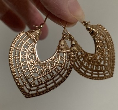 Creolen Ohrringe rosegoldfarben Boho schrullig Zigeuner Ethno Sonne Himmlisch Festival