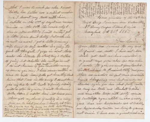 CIVIL WAR LETTER - 24th Michigan Vols - IRON BRIGADE - BATTLE ANTIETAM - WOW !!!