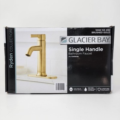 Glacier Bay Ryden Single Handle 4 in Centerset Bathroom Faucet Brushed Gold