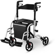 2-In-1 Rollator Faltbar Gehilfe Rollstuhl Klappbar Laufhilfe Reflektor Tasche