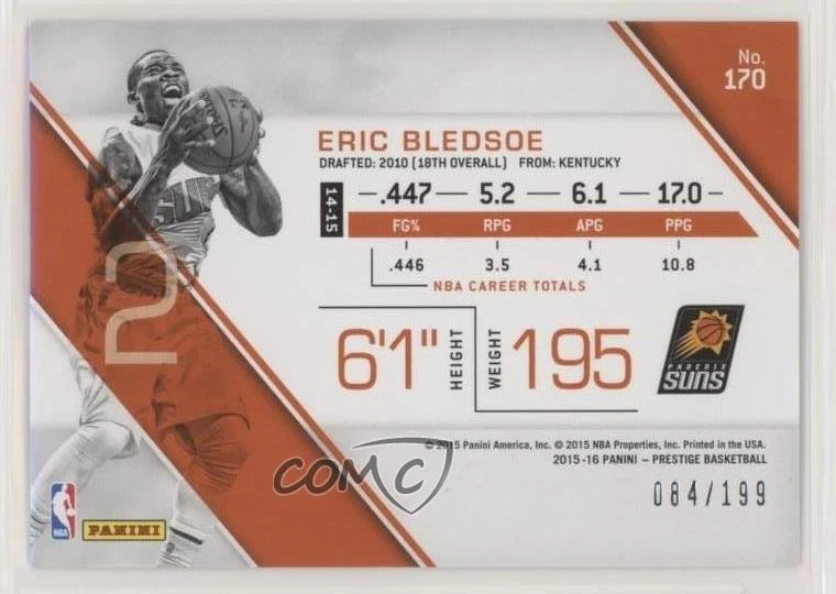 2015-16 Panini Prestige Bonus Shots Red /199 Eric Bledsoe #170 - Image 2 of 2