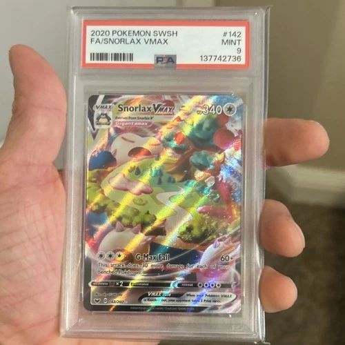 Pokémon Snorlax VMAX 142/202 Sword & Shield Full Art Holo Ultra Rare PSA 9