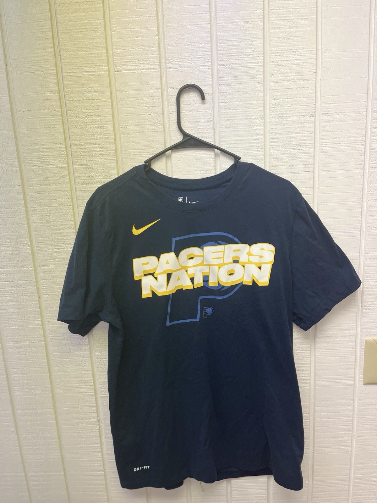 Nike NBA Indiana Pacers Tee Men’s Large Dri-Fit Navy Blue Sportswear Casual SS