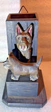 Vintage Carved Wood Scottie Terrier Dog Fireplace Tall Match Holder