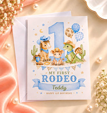 Created for Keeps Co. Personalised "My First Rodeo" 1st Birthday Card
