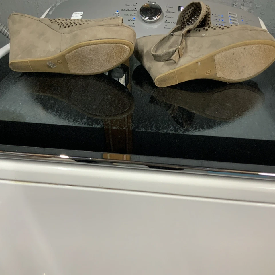 Sandalias chinas de plataforma de cuña cómodas marrones con zapatos de lavandería para mujer talla 12M Foto 3 de 4