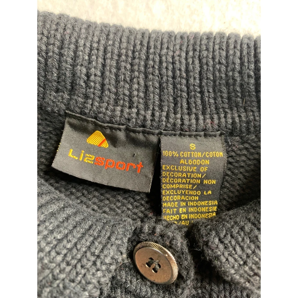 Cárdigan Suéter Lizsport Negro Bordado Floral Botón De Colección Cottage para Mujer S Foto 4 de 4