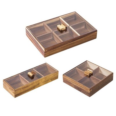 Geteilt Serviertablett Holz Lebensmittel Servierbehälter Organizer mit Deckel Nuss und Süßigkeiten