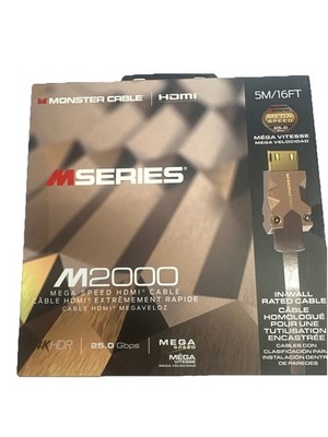 Monster M2000 HDMI Cable 16FT 5M 4K HDR Mega Speed 25Gbps In-Wall Rated