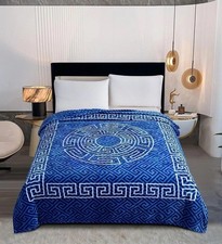 Luxury  Flannel Fleece Throw Mink Blanket Greek Geometric Double Sided Soft Warm