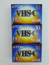 Lot of 3 TDK VHS-C 30 min HG Ultimate Camcorder Cassette Tapes TC-30HG ~ SEALED