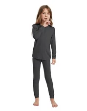 Kids Unisex 100% Merino Wool Base Layer Sets Lightweight 7-8 190-heather Grey