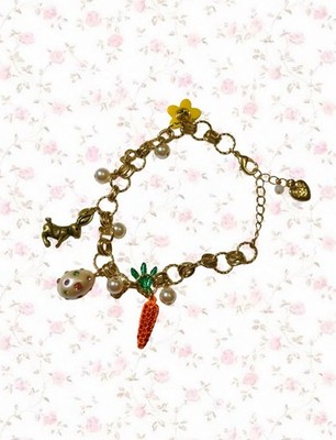 Original Betsey Johnson Easter Bunny Bracelet Armband Ostern Gold Schmuck