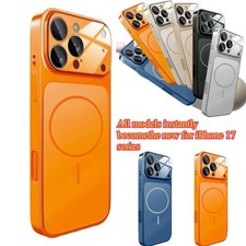 For iPhone 17 16 15 14 13 12 Pro Max Matte Mag Safe Magnetic Glass Case Cover