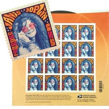   Janis Joplin  Mint POSTAGE STAMP SHEET 16 Forever Stamps Block USPS Rock MNH