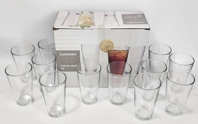 Set of 12 Luminarc 16 oz. Clear Pub Glasses in the Original Box