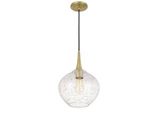 Hive 1-light Vintage Brass Pendant Gold Flake Glass Shade Brand New