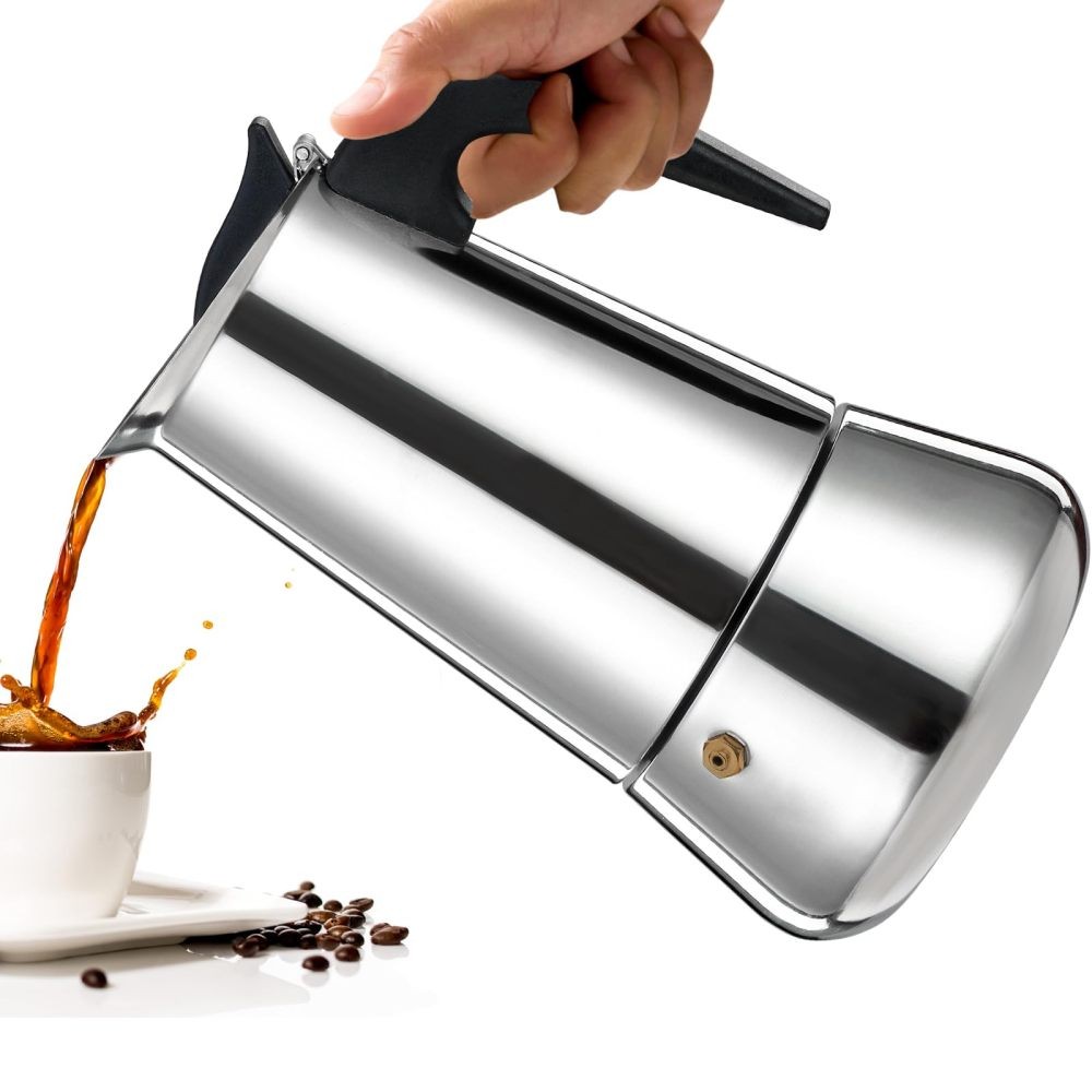 Caffettiera Espresso Caffettiera Espresso Acciaio Inox Moka Maker 12 Tazze Caffettiera! foto 4