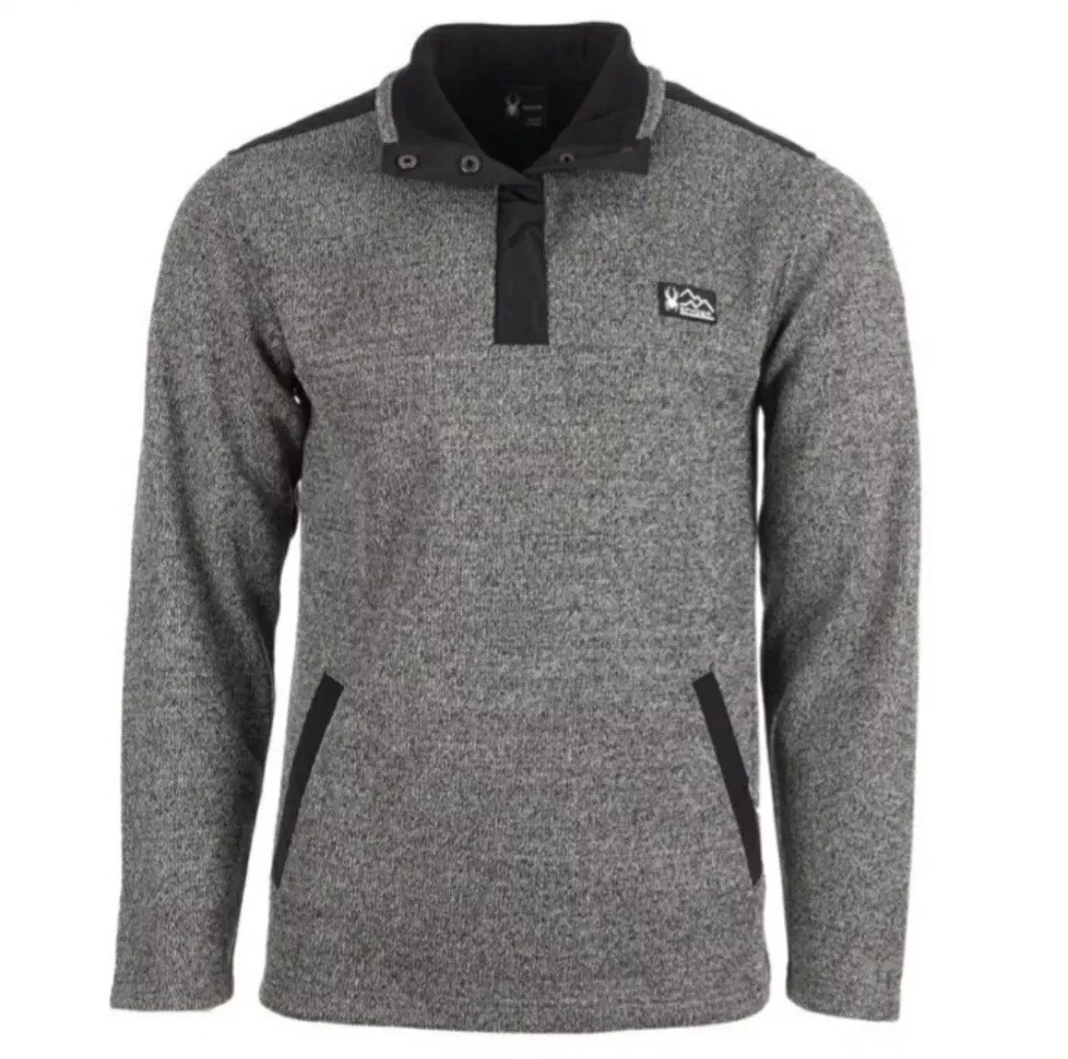 МУЖСКОЙ ВЯЗАНЫЙ СВИТЕР-ЖАКЕТ SPYDER С ЗАСТЕЖКОЙ НА 14 ПУГОВИЦЫ - РАЗМЕР МУЖСКОЙ M -УГОЛЬНЫЙ ВЕРЕСК 11390₽