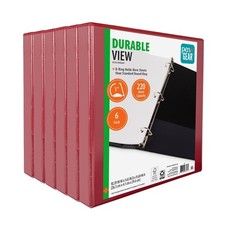 Pen Gear Durable 1-Inch Slanted D-Ring Binder, Red, 6 Pack
