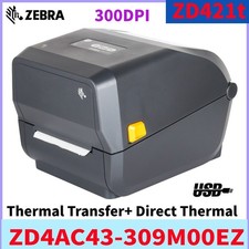 Image of Zebra ZD421T 300DPI USB Transfer+Direct Thermal Label Printer ZD4AC43-309M00EZ